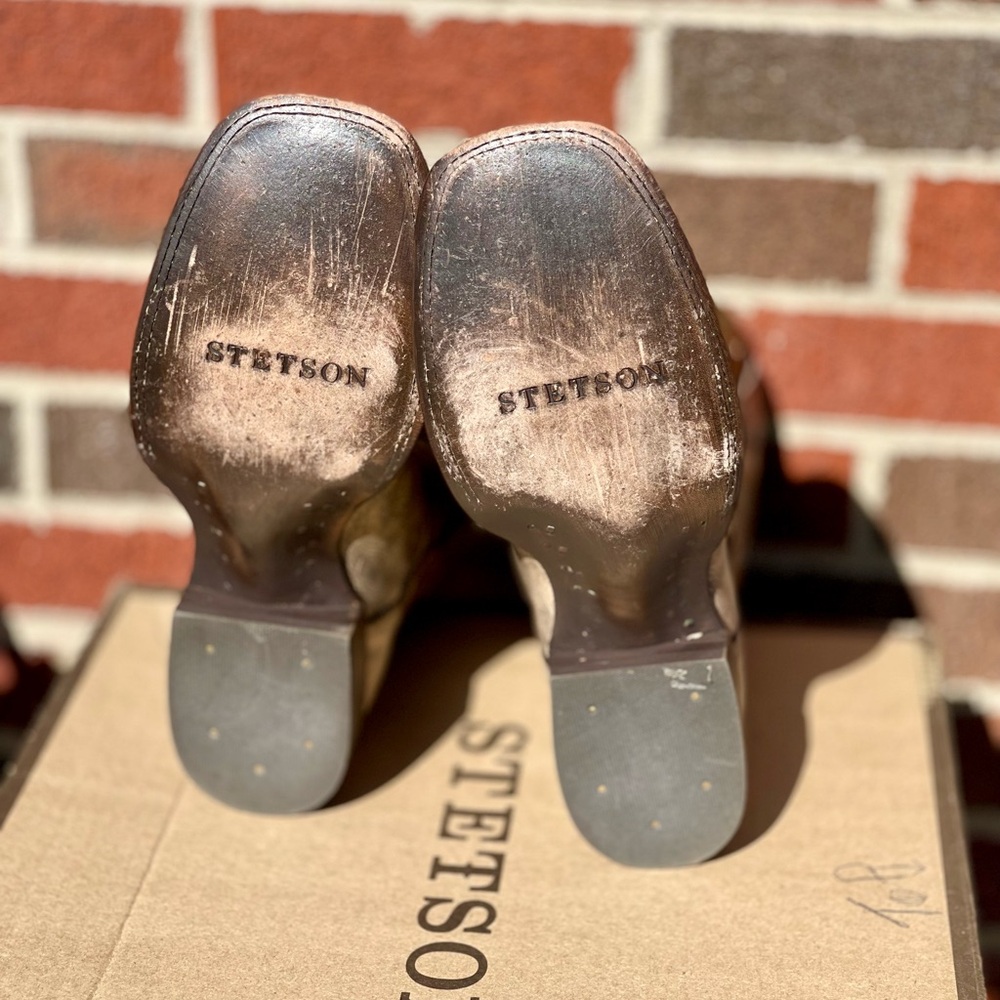 Like NEW! STETSON HANDMADE MEN’S COWBOY BOOTS SIZE 9 EE - Picture 5 of 8